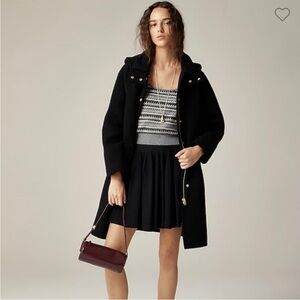 J Crew Stowe Parka Italian stadium cloth wool Coat Hooded 2 Gold Buttons and Zip